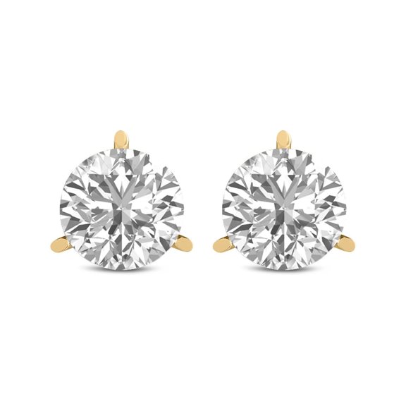 TimeLe$$ Classics 2 Carat TW Lab Grown Round Cut 3 Prong Martini Diamond Earrings For Women in 14K Yellow Gold