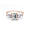 thumbnail image 3 of 2 2/5 Carat 8X6MM Emerald & 6X4MM Pear Cut Lab Created Moissanite Diamond 3-Stone Engagement Ring For Women In 14K Rose Gold Over Sterling Silver (G-H Color, VVS1 Clarity, 2.40 Cttw)-5.5, 3 of 7
