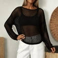 thumbnail image 2 of XIAONU Open Knit Sheer Pullover Sweater for Women Long Sleeve Crew Neck Casual Lightweight Loose Top, 2 of 4