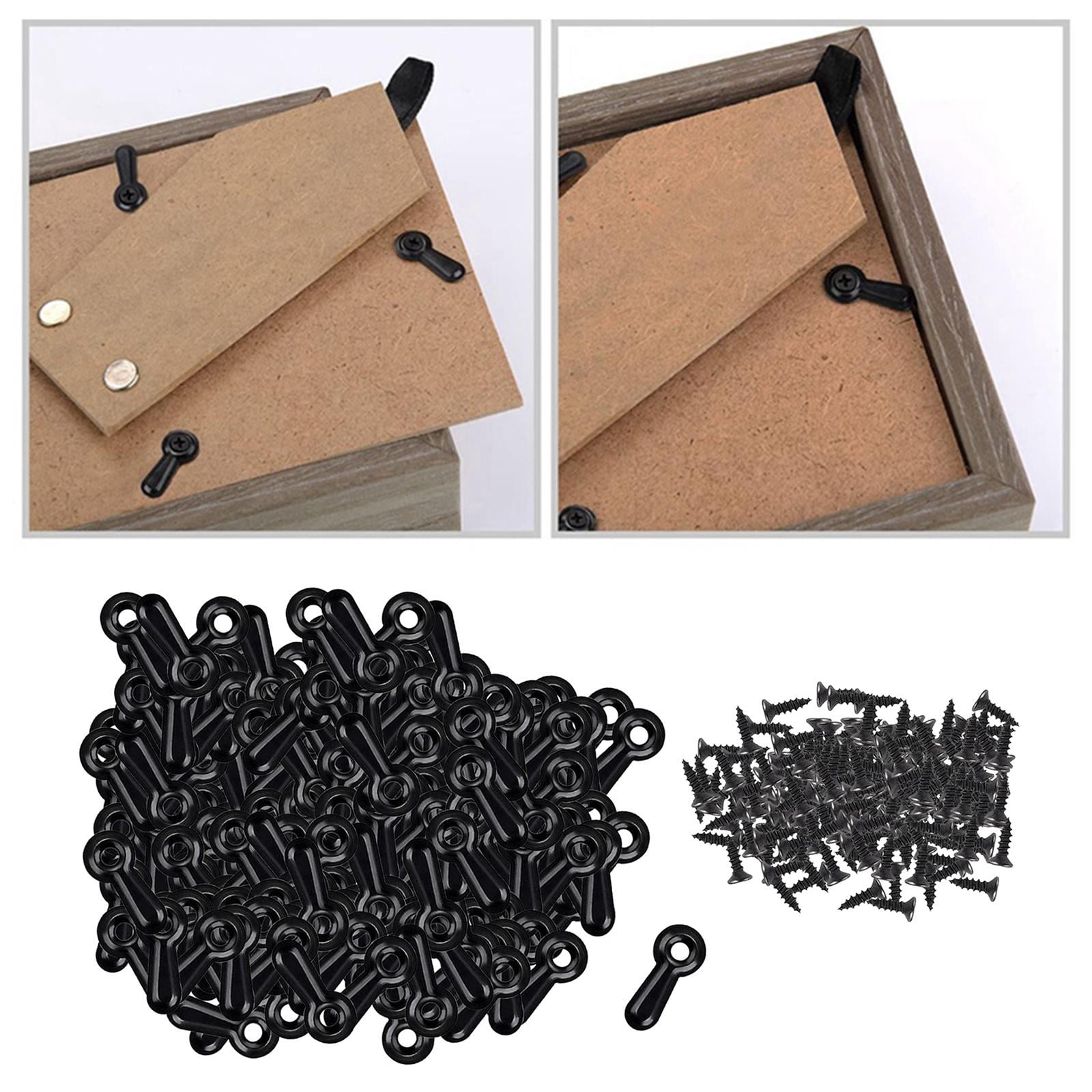 GUOOL Black Buttons Fixing Fasteners Photo Hardware Backing Clips and 300 Screws for Hanging Picture Drawing Photos Surface Plated