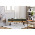 thumbnail image 2 of Guyou Modern Leather Rectangle Ottoman Bench with Two Straps and Metal Legs, Upholstered Bed End Bench Entryway Shoe Bench Dining Table Bench Footstool for Bedroom Living Room, Green, 2 of 11
