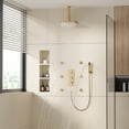 thumbnail image 4 of Boyel Living 12 inch Ceiling Mount Shower Head LED Light 3 Function Thermostatic Shower System with 6 Body Jets ,Brushed Gold, 4 of 8
