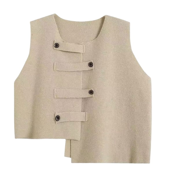 Minnieouse Chaleco cómodo y transpirable para mujer, chaleco de suéter a la moda, chaleco, chaleco de piel para mujer Prendas para la parte del cuerpo Beige Talla única