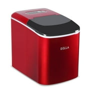 DELLA Compact Portable Ice Maker Machine 2-Size Cube Capable of Producing 26 Lbs. Of Ice Per Day (Red)