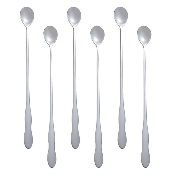 FRCOLOR 6pcs Stainless Steel Stirring Spoons Long Gourdshaped Handle Spoon Ice Spoons for Home Bar (32cm)
