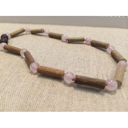 Hazelwood (For GERD, Colic, Reflux, Eczema) Pink Rose Quartz Necklace for Baby, Toddler, or Big (Best Over The Counter Medicine For Eczema)