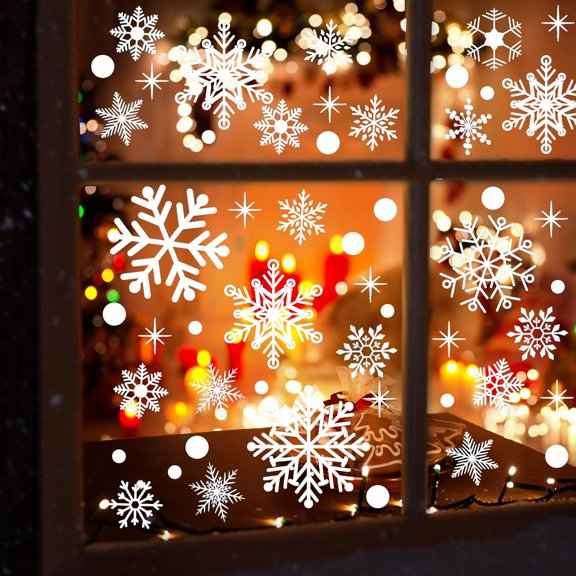 Christmas Snowflake Window Clings for Glass Windows, 3 Sheets Snowflakes Decorations Christmas Window Stickers for Party Holiday Office Winter Decorations