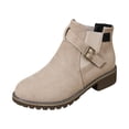 thumbnail image 6 of Pandaie Ankle Boots for Women Low Heel Round Toe Chelsea Short Booties Suede Slip on Fall Winter Casual Work Shoes Pink 9, 6 of 8