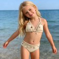 thumbnail image 2 of LPKRT Girls Halter Triangle Bikini Set Kids Two Piece Boho Solid Color Ribbed Swimsuit Outfit Lightweight Breathable Bathing Suit Beige 11-12 Years, 2 of 9
