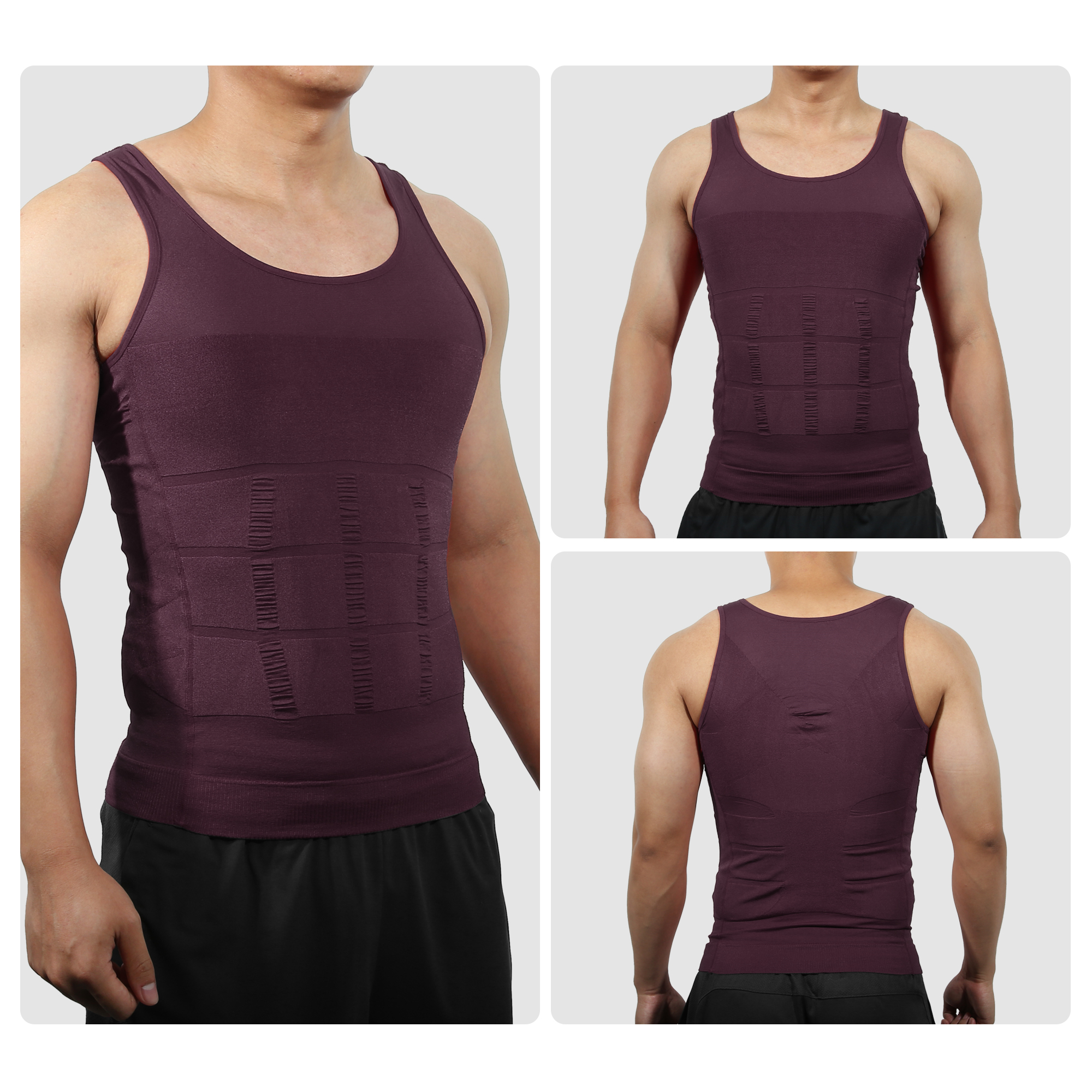 Unique Bargains Men Body Slimming Tummy Shaper Underwear Stretch Shapewear Waist Girdle XL Purple