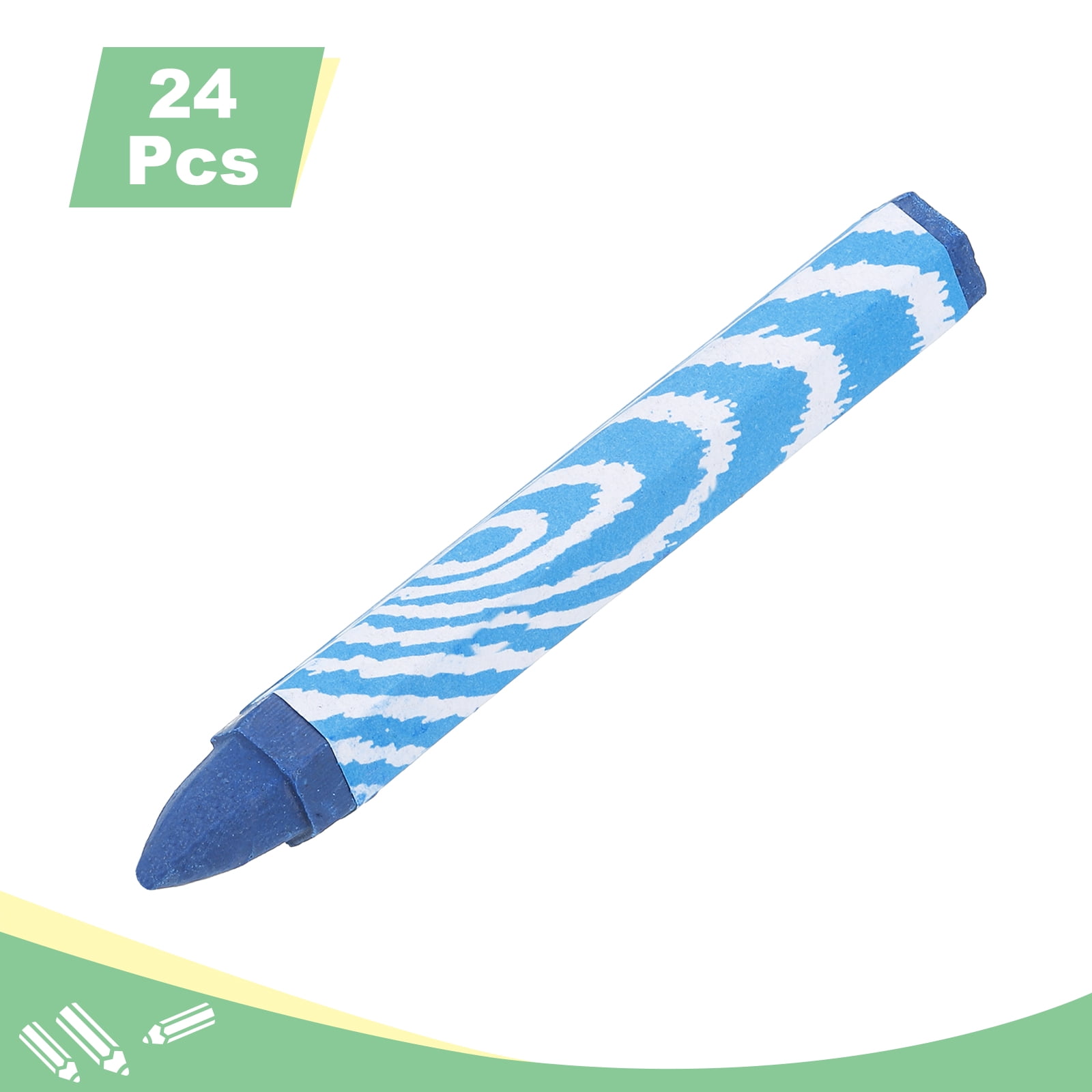 Uxcell Lumber Marking Crayons, 24 Pcs Blue Hex Wax Tire Marker, 4.1" x 0.59" Hex Waterproof Drawing Crayons Furniture Marker for Wood, Glass, Cartons, Cloth, Stone, Ceramics