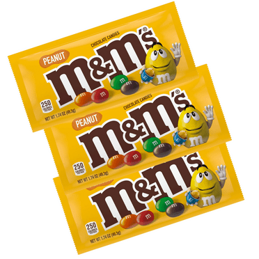 M&M's Peanut Milk Chocolate Candy, Full Size - 1.74 oz Pouch (3-pack)