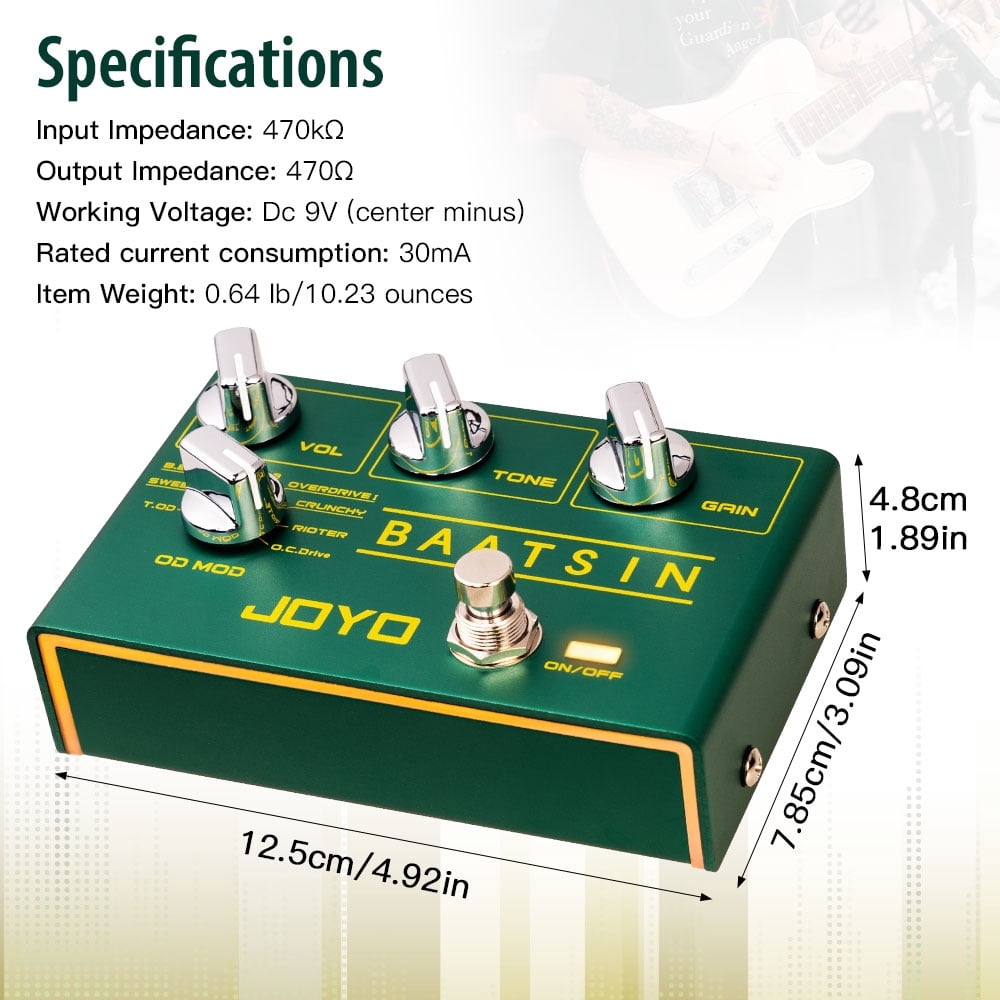 JOYO R-11 8 in 1 Overdrive Distortion Guitar Effect Pedal Classic Sounds True Bypass