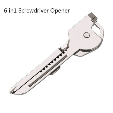 6 in1 Utili-Key Keychain Keyring Multi Tool Stainless EDC Screwdriver