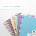 thumbnail image 5 of BAZIC Spiral Notebook, 1 Subject, Wide Ruled Paper 8" x 10-1/2", 70 Sheets, Assorted Pastel Color, 6-Pack, 5 of 7