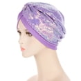 thumbnail image 3 of IROINNID Women's Solid Sequins India Muslim Ruffle Head Scarf Head-wear Wraps Turbans Beanie Cap Head-wraps,Purple, 3 of 5