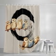 thumbnail image 4 of Japanese Style Small Stall Shower Curtain, Waterproof Shower Curtains for Bathroom, Grey Farmhouse Owl Birds Branches Washable Fabric Cloth Bath Curtain for Bathtub Decoration with Hooks 36x78 Inches, 4 of 9