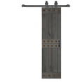 thumbnail image 2 of Mid-Century Style 24in.X 84in.Carbon Gray Finished Knotty Pine Wood Barn Door with  Hardware Kit, 2 of 7
