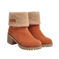 thumbnail image 2 of Womens Winter Snow Boots with Fleece Lined Cuff Suede Warm Platform Chunky Lug Heels Mid Calf Short Booties, 2 of 6