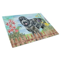 Caroline's Treasures Black Russian Terrier Spring Glass Cutting Board Large
