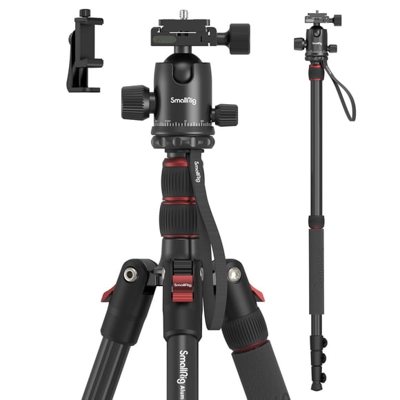 SmallRig Camera Tripod, 71" Foldable Aluminum Tripod/Monopod, 360°Ball Head Detachable, Payload 33lb, Adjustable Height from 16" to 71" for Camer