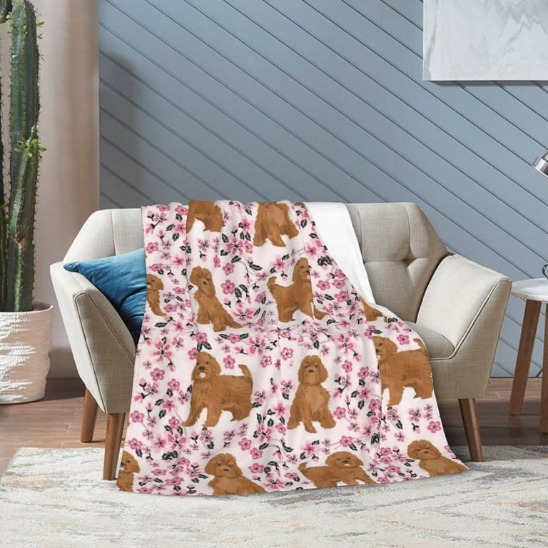 Cavapoo Dog Flower Blanket Gifts For Kids Adults Lightweight
