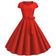 thumbnail image 2 of Robe Vintage à Manches Courtes pour Femmes, Années 50, Décontractée, Soirée, Bal, 2 of 9