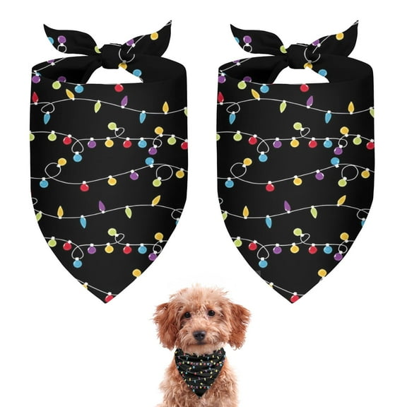 Dog Bandana 2 Pack,Multicolor Christmas Light Pattern Bandanas for Dogs,Cat Bandana,Small/ Large Dog Bandana 2 Size,Dog Bandanas Girl Boy