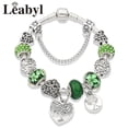 thumbnail image 2 of Antique Tibetan Silver Tree of Life Charm Bracelets Green Crystal Flower Bead Bracelet with Heart Diy Jewelry Pulsera Mujer, 2 of 6