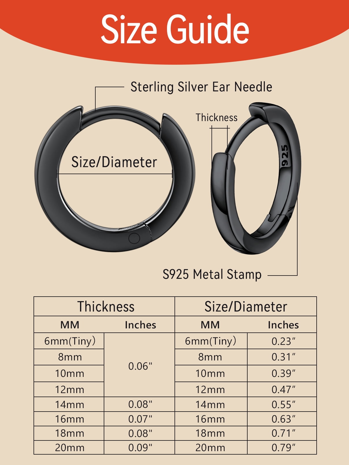 FaithHeart Sterling Silver Huggie Hoop Earrings for Women, Hypoallergenic Lightweight Small Cartilage Earrings Cuff Tragus Black Hoop Earrings for Granddaughter Christmas Jewelry Gift 12mm