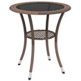 thumbnail image 1 of Outsunny Table à Manger en Osier avec Étagère à 2 Niveaux, Table Basse Ronde, Brun, 1 of 10
