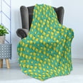 thumbnail image 4 of Lemons Soft Flannel Fleece Throw Blanket, Colorful Citrus Blossom Leaves Delicious Sour Taste Illustration, Cozy Plush for Indoor and Outdoor Use, 50" x 60", Turquoise Mustard, by Ambesonne, 4 of 5