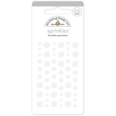 UPC: 0842715040137 | Doodlebug Sprinkles Adhesive Glossy Enamel Embellishments-Lily White Dots 54/Pkg