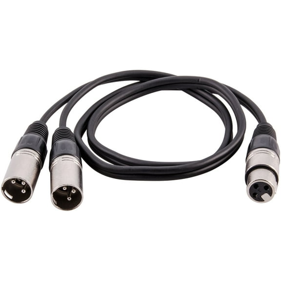 Seismic Audio 3 Foot 1 XLR Female to 2 XLR Male Y-Splitter Patch Cable - XLRM to 2-XLRF Cord - SA-Y16