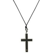 Men's Stainless Steel Cross Pendant with 18kt Gold