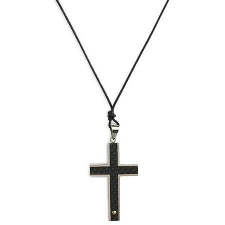 Men's Stainless Steel Cross Pendant with 18kt Gold