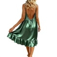 thumbnail image 6 of Xdegoge Satin Nightgowns for Women Spaghetti Strap Backless Nightgown Silk Slip Chemise Ruffle Hem Loose Loungewear Sleeveless Camisole Gown Crew Neck Sleep Dress, 6 of 8