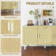 thumbnail image 4 of BAIVAKON Sideboard Buffet Cabinet, Kitchen Cabinet, Coffee Bar Cabinet with 3 Rattan Doors and Adjustable Shelves, White and Natural, 4 of 9