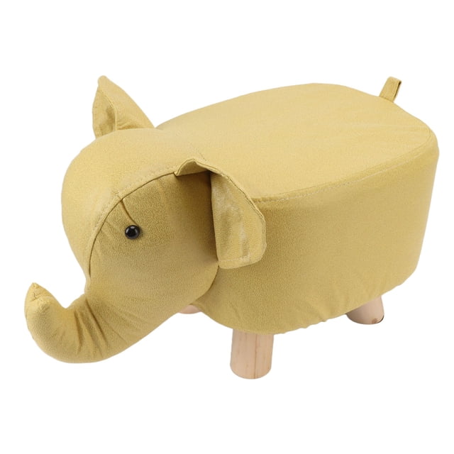 Reposapiés de animales con dibujos animados, taburete tapizado de elefante innovador para guardería, dormitorio, sala de juegos, decoración para sala de estar, color amarillo