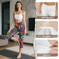 thumbnail image 7 of SCRAWLGOD Stretch Yoga Capris for Women with Pockets Active Lightweight High Waisted Leggings Non See Through Casual Tummy Control Crop Leggings, Colorful Abstract Geometry Print, XXL, 7 of 7