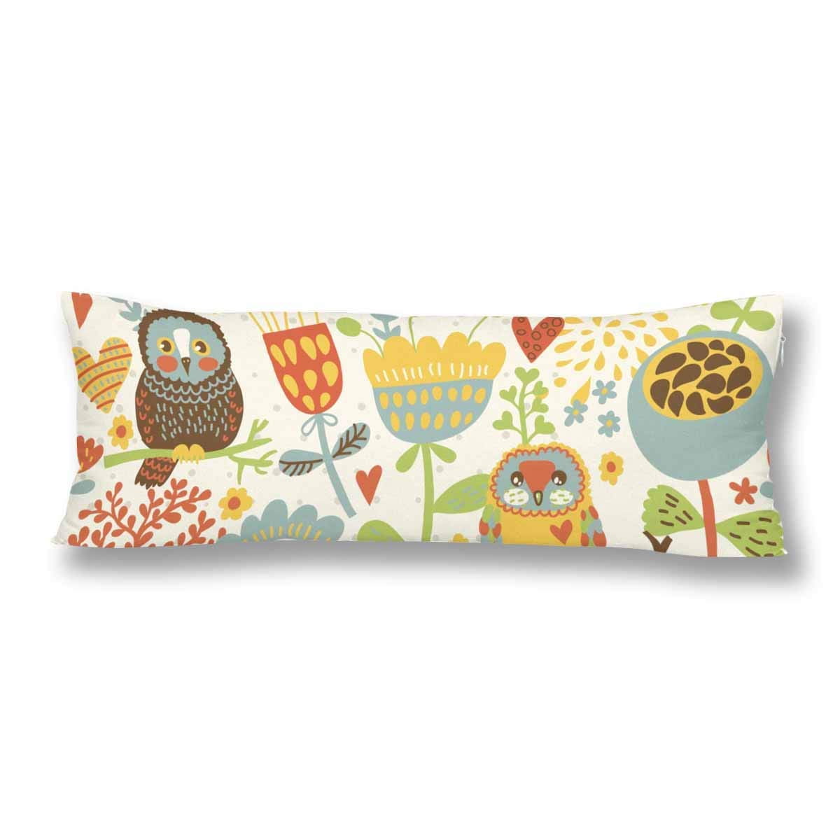 Gckg Cute Colorful Floral Owl And Bird Pillow Covers Pillowcase