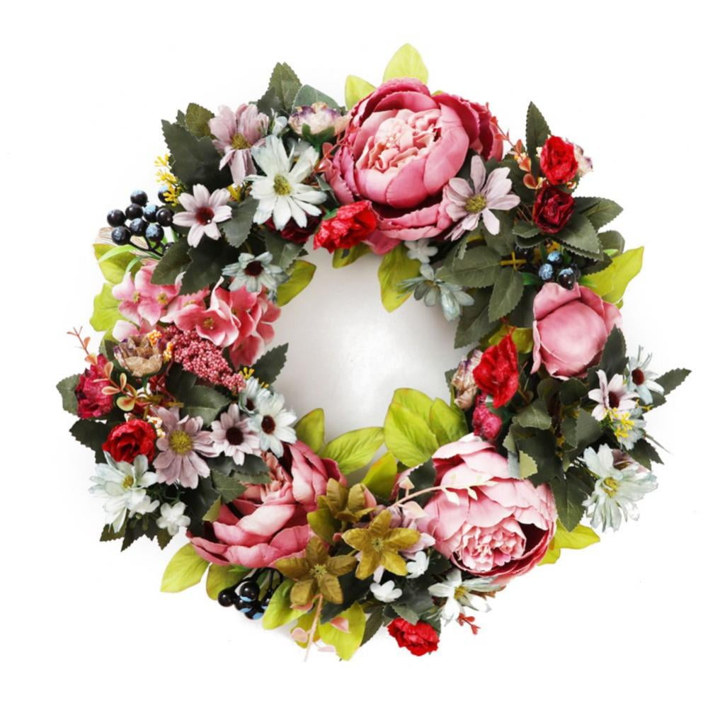 Pink Peony Wreath for Door Artificial Flower Wreath 16 Inch Spring ...
