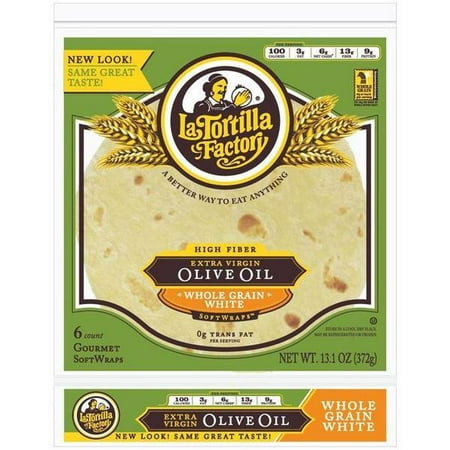 La Tortilla Factory Extra Virgin Olive Oil SoftWraps, Whole Grain White, 6 Ea (Pack of (Best Whole Grain Tortillas)