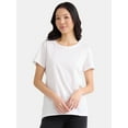 thumbnail image 2 of Time and Tru Women's Cotton Crewneck Tee with Short Sleeves, 2-Pack, Size XS-XXXL, 2 of 6