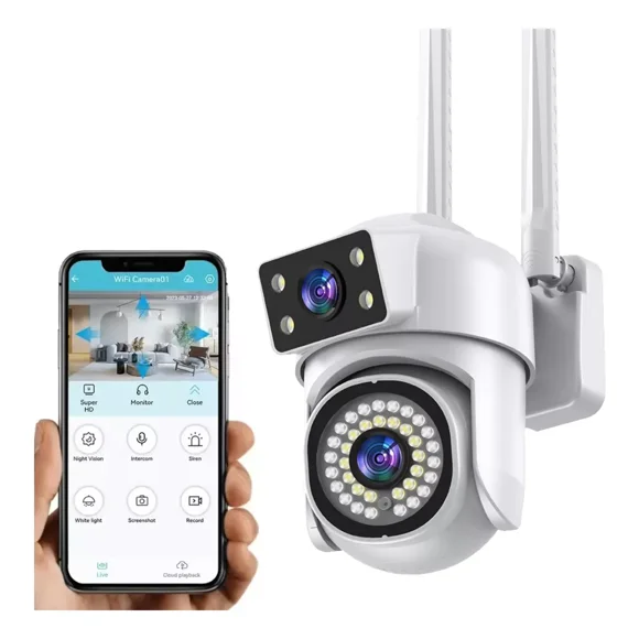 Cámara De Seguridad Exterior Wifi Ip 8mp Double Lente Alarma