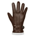 thumbnail image 4 of Harssidanzar Men Winter Leather Gloves,Genuine Leather Warm Lined Touchscreen Texting Gloves for Driving KM051WT,Saddle,Szie L, 4 of 5