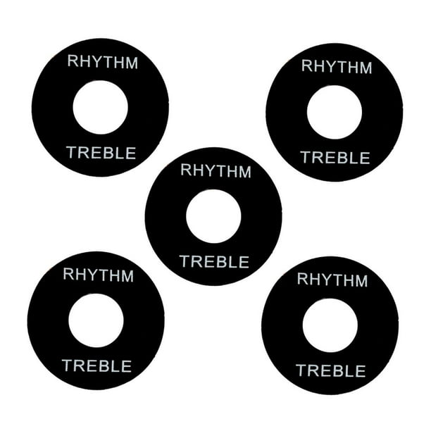 5 arandelas negras para interruptor con letras blancas para guitarra Les Paul/Epiphone Negro