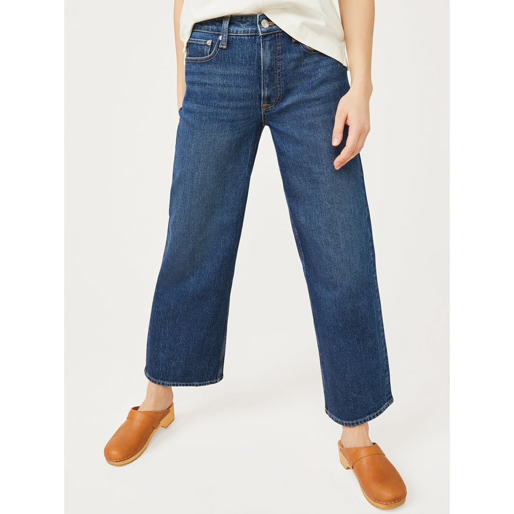 Free Assembly - Free Assembly Women's Cropped Wide Straight Jeans ...