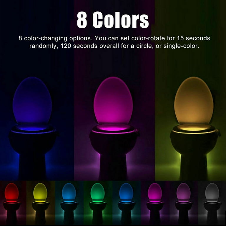 3-PACK Motion Activated LED Toilet Light 8 Color Auto Toilet Bowl Bathroom  Kids Night Light Lamp