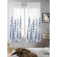thumbnail image 5 of Navy Blue Pastoral Tree Curtains 63 Inch Length, Sheer Curtains for Bedroom Living Room Window Vintage Botanical Spring Rod Pocket Voile Drapes Kitchen Curtains Small Half Window 42"x63" 2 Panels, 5 of 6